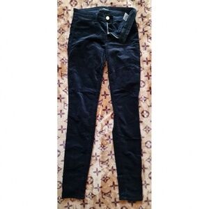 J Brand 485 Mid-Rise Super Skinny Velvet Navy